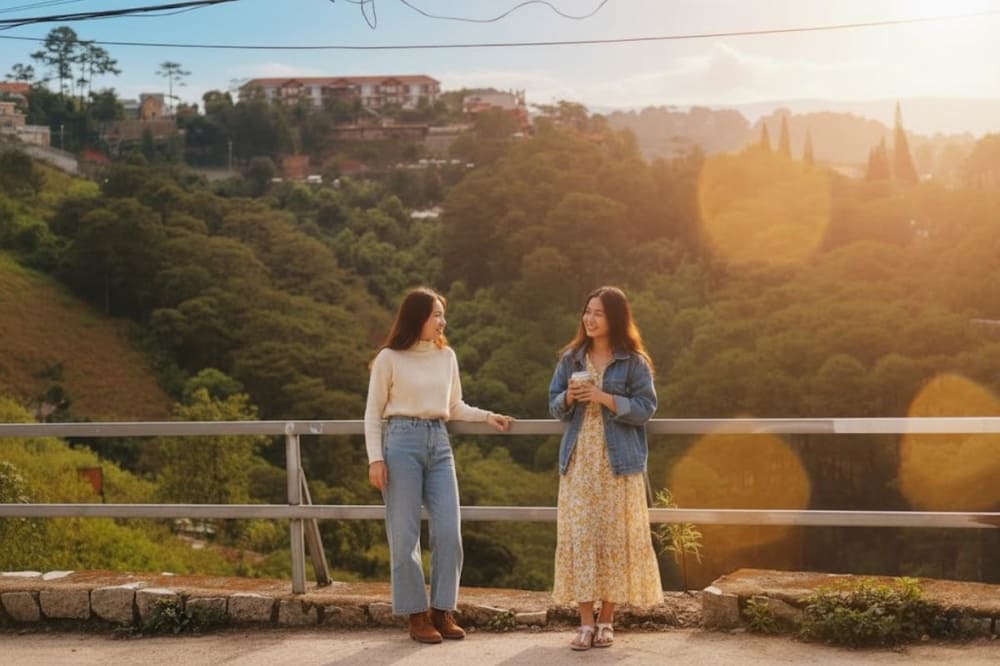 Có thể mặc trang phục nhiều lớp để dễ dàng thích nghi với thời tiết ở Đà Lạt